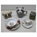 Vtg Ceramic S&P Shakers, Tea Cup & Saucer & More