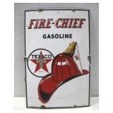 Vtg Texaco Fire Chief Gasoline Metal Sign See Info