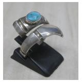 Vtg Sterling Silver Wrap Ring With Turquoise Inlay