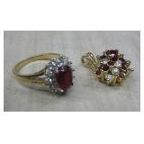 Gold Tone Cluster Pendent And Ring See Info