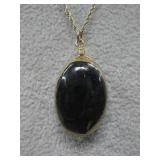VTG Black Druzy Geode Slice Pendant See Info