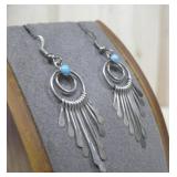 Sterling Silver Double Circle Dangle Earrings