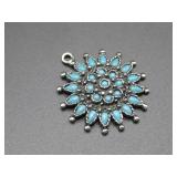 Faux Turquiose Pewter Pendant Hallmarked