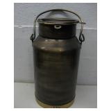 Vtg 15' Brushed Metallic Milk Can & Lid
