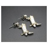 Two Tone Cowboy Boot Pierced Earrings
