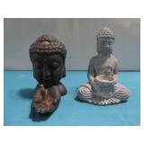 Resin Buddha Statue & Ceramic Buddha Head See Info