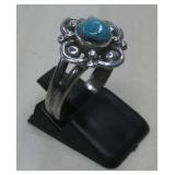 S.S. SW Hallmarked Turquoise Ring