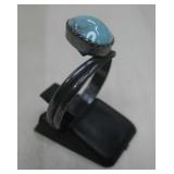 S.S. Vtg N/A Tested Turquoise Adjustable Size Ring