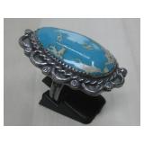 S.S. SW Hallmarked Polychrome Turquoise Ring See