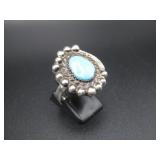 Vtg. Sterling Silver Turquiose Hallmarked Ring