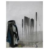 Voit Golf Bag W/ Assorted Golf Clubs & More See