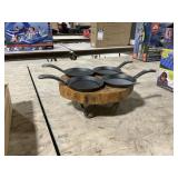 Cast Iron Pans And Serving Stand