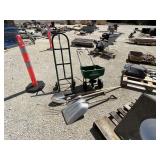 Fertilizer Spreader, Moving Cart And Shovels