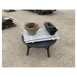 Outdoor Table, Shutters and Planter Boxes