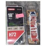 18 IN CHAINSAW CHAIN AND RAZOR BLADES