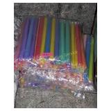 3 PKS OF 50 COLORED STRAWS
