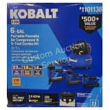 KOBALT 6GAL PORTABLE PANCAKE COMPRESSOR & 3 NAIL