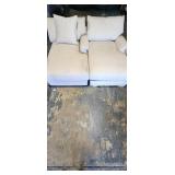 2PC OVERSIZED UPHOLSTERED LIGHT BEIGE CORDUROY
