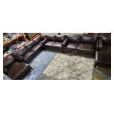 MACY'S VIRTON 5PC LEATHER CHAISE SECTIONAL SOFA