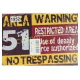 AREA 51 WARNING METAL SIGN 8X12