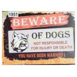 BEWARE OF DOGS 8X12 METAL SIGN