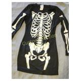 WOMENS MED SKELETON DRESS GLOW IN THE DARK