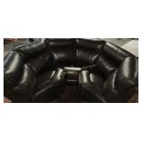 3PC BROWN LEATHER CORNER SECTION SOFA