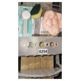 SHOWER CADDY, HANDLES, SCRUBBING WAND, CAKE MOLD