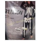 ADULT SKELETON HOODED JUMPSUIT COSTUME