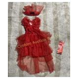ADULT WOMENS RED BRIDE DRESS COSTUME