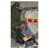 INFLATABLE DINOSAUR COSTUME AND BULLDOG COSTUME