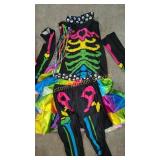 RAINBOW SKELETON COSTUME KIDS SIZE M  3 PACK