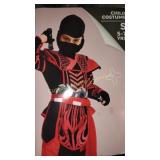NINJA COSTUME RED AND BLACK KIDS SIZE S 6 PACK