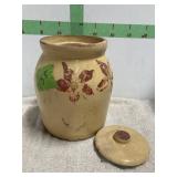 Crock cookie jar w/ lid (minor damage)