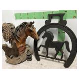 Pair of Powder Horns/ Horse Head Decor