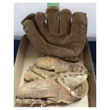 2 Vintage Youth Ball Gloves
