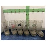 6 Western Glass Mugs w/ advertising