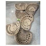 6 TIN OLD IMPLEMENTS SEATS
