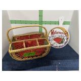 WICKER BASKET FOR PLATES SPOONS FORKS ETC