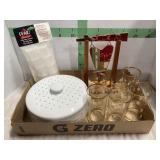 6 WATER GLASSES & CERAMIC BOWL