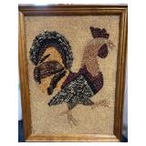 ROOSTER PICTURE MADE FROM SEEDS  19" X 25"