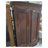 WOOD WARDROBE W/4 GLASS SHELVES