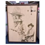 JOHN WAYNE " ROOSTER COGBURN" CLOCK  19" X 24"