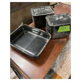 3 SMALL ENAMEL PANS