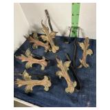 Six Brass Drapery Hooks