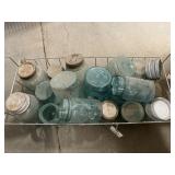 15 JARS WITH ZINC LIDS  SOME ARE GREEN