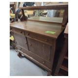 OAK BUFFET  42" X 20" x  52"  BEVELED MIRROR