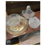 GLASS BASKET , CUT GLASS BOWLS