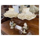 PAIR VINTAGE VANITY LAMPS  16" TALL  NEEDS REPAIR