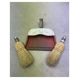 ANTIQUE DUST PANS W/ WISK BROOM